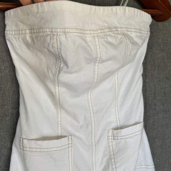 BDG UO Structured Drop Waist Strapless Ivory Tennis Preppy Mini Dress Size Small - Picture 6 of 14